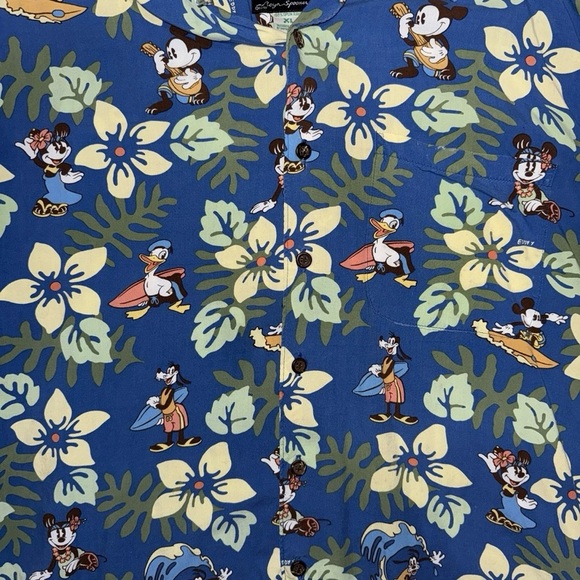 Vintage Reyn Spooner Disney Blue Floral Men's Shirt - Picture 5 of 6